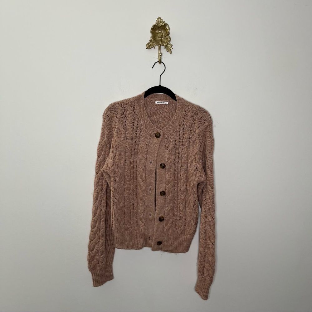 Reformation Lemartine Cable Knit Cardigan S